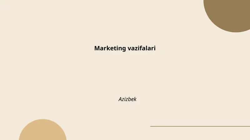 Marketing vazifalari 1