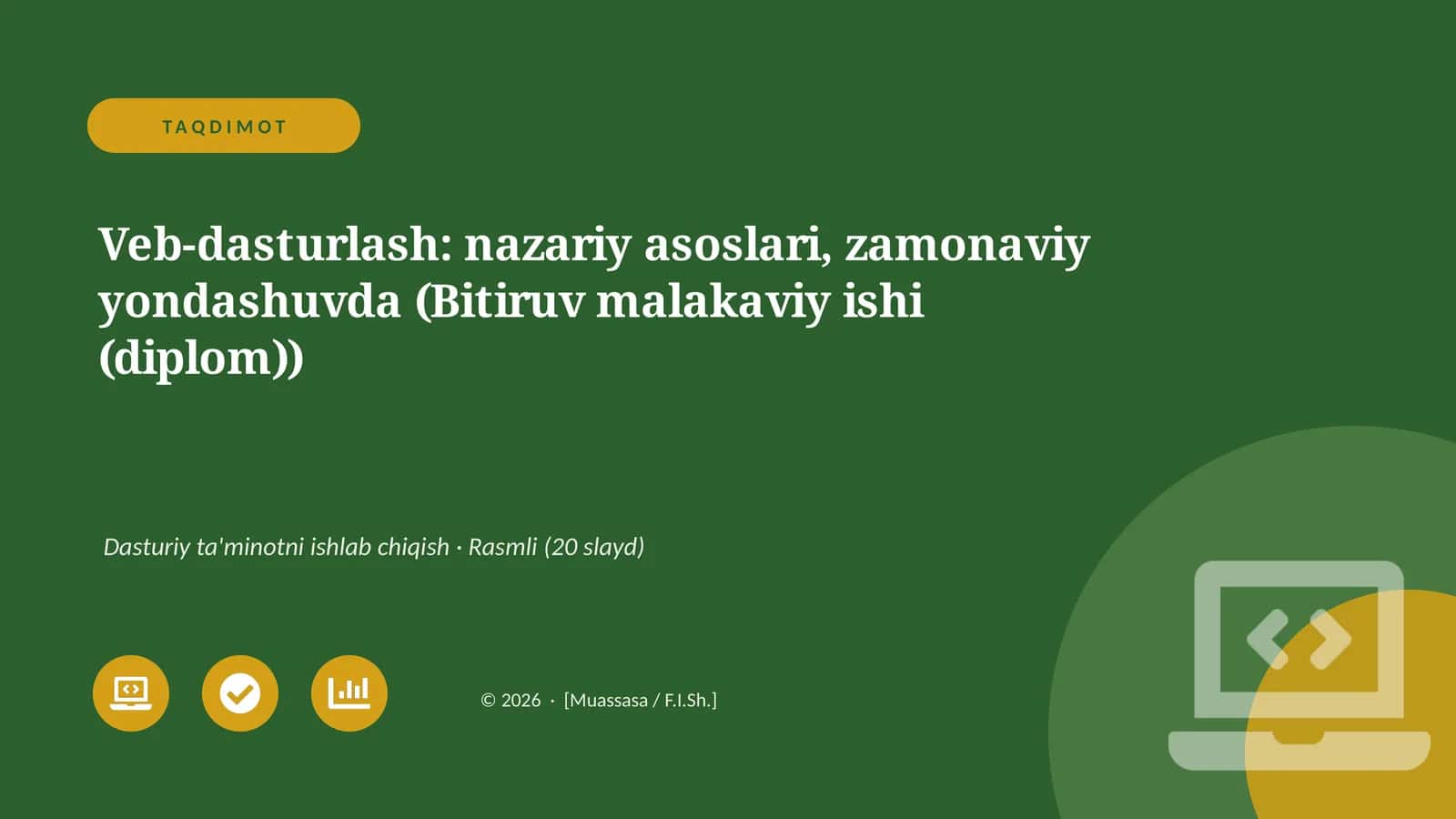 Veb-dasturlash: nazariy asoslari, zamonaviy yondashuvda (Bitiruv malakaviy ishi (diplom)) 1