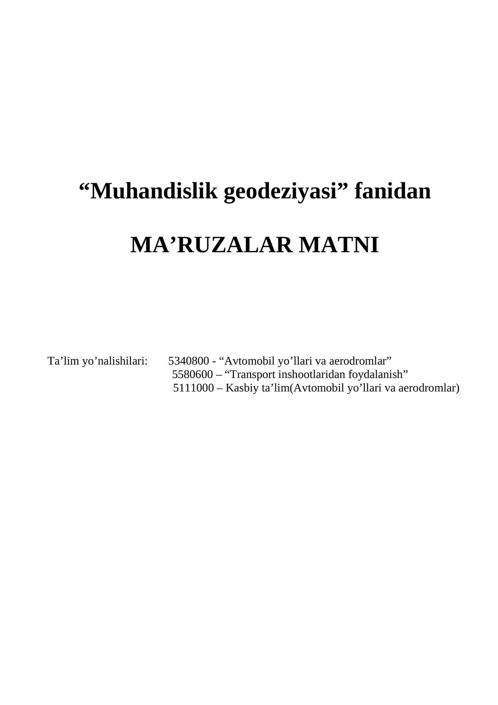 Muhandislik geodeziyasi 1