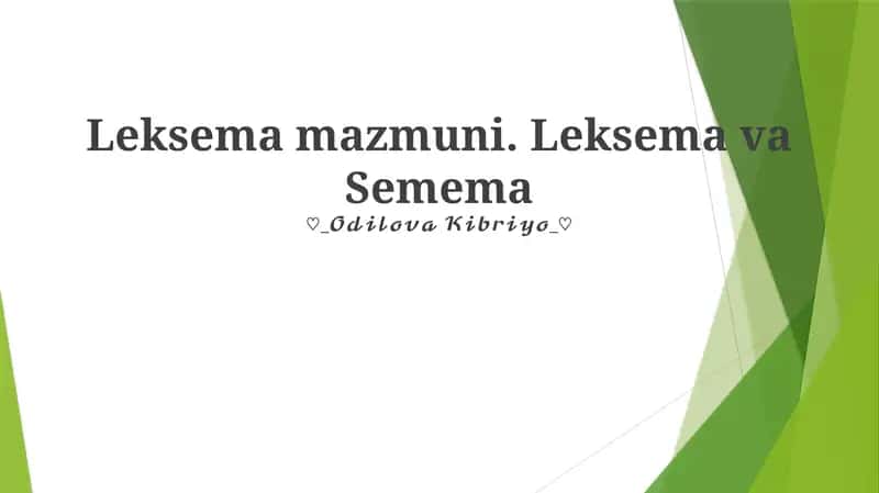 Leksema va Semema 1