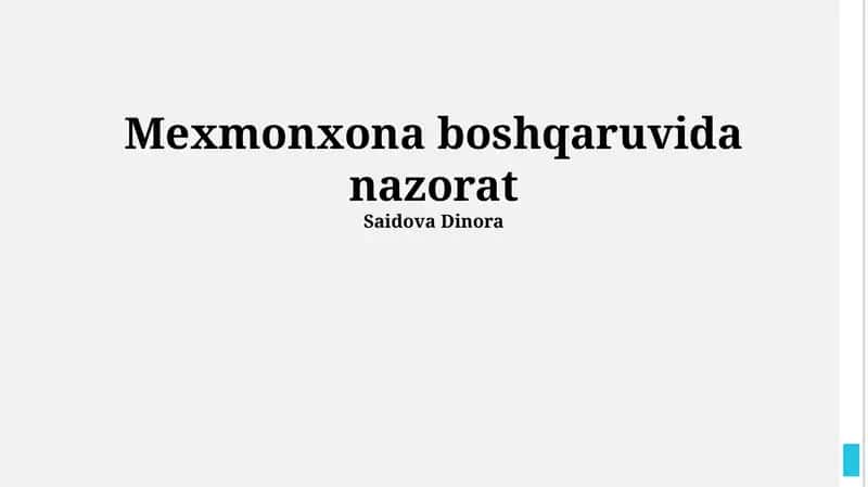 Mexmonxona Boshqaruvi Ostidagi Nazorat 1
