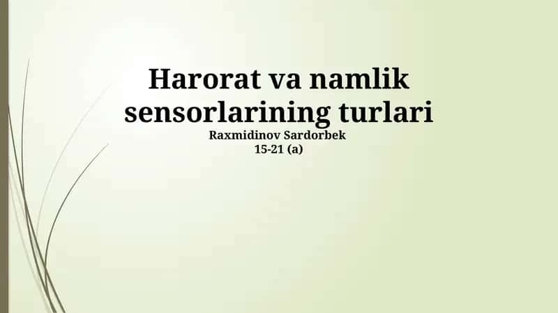 Harorat va namlik sensorlarining turlari 1