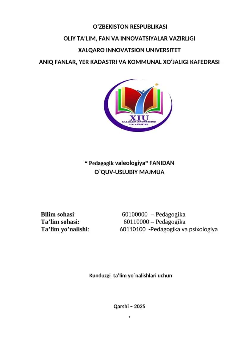Pedagogik valeologiya 1
