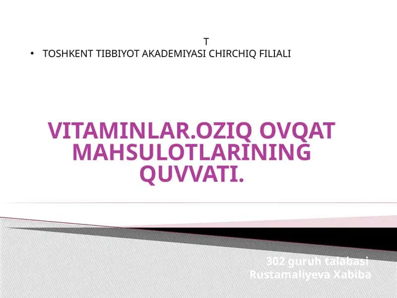 Vitaminlar haqida umumiy tushuncha 1