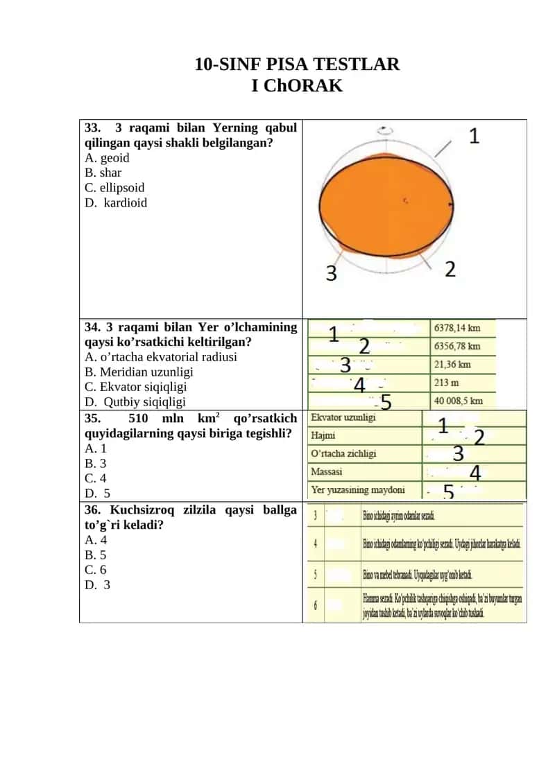 10-SINF PISA TESTLAR 1