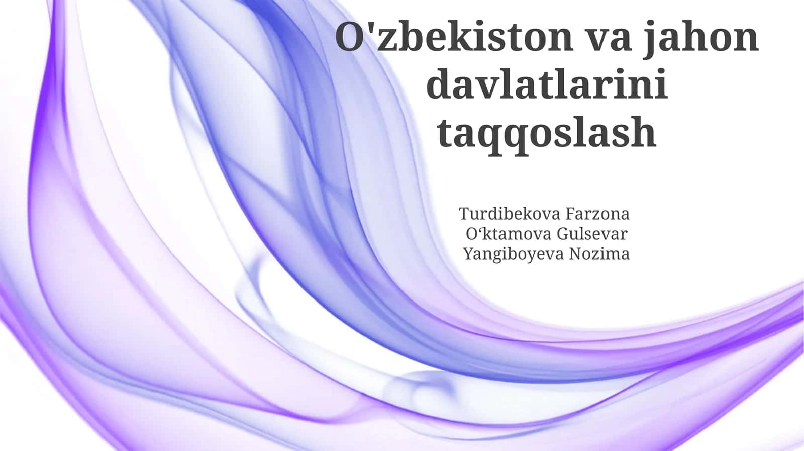 O'zbekiston va jahon davlatlarini taqqoslash 1