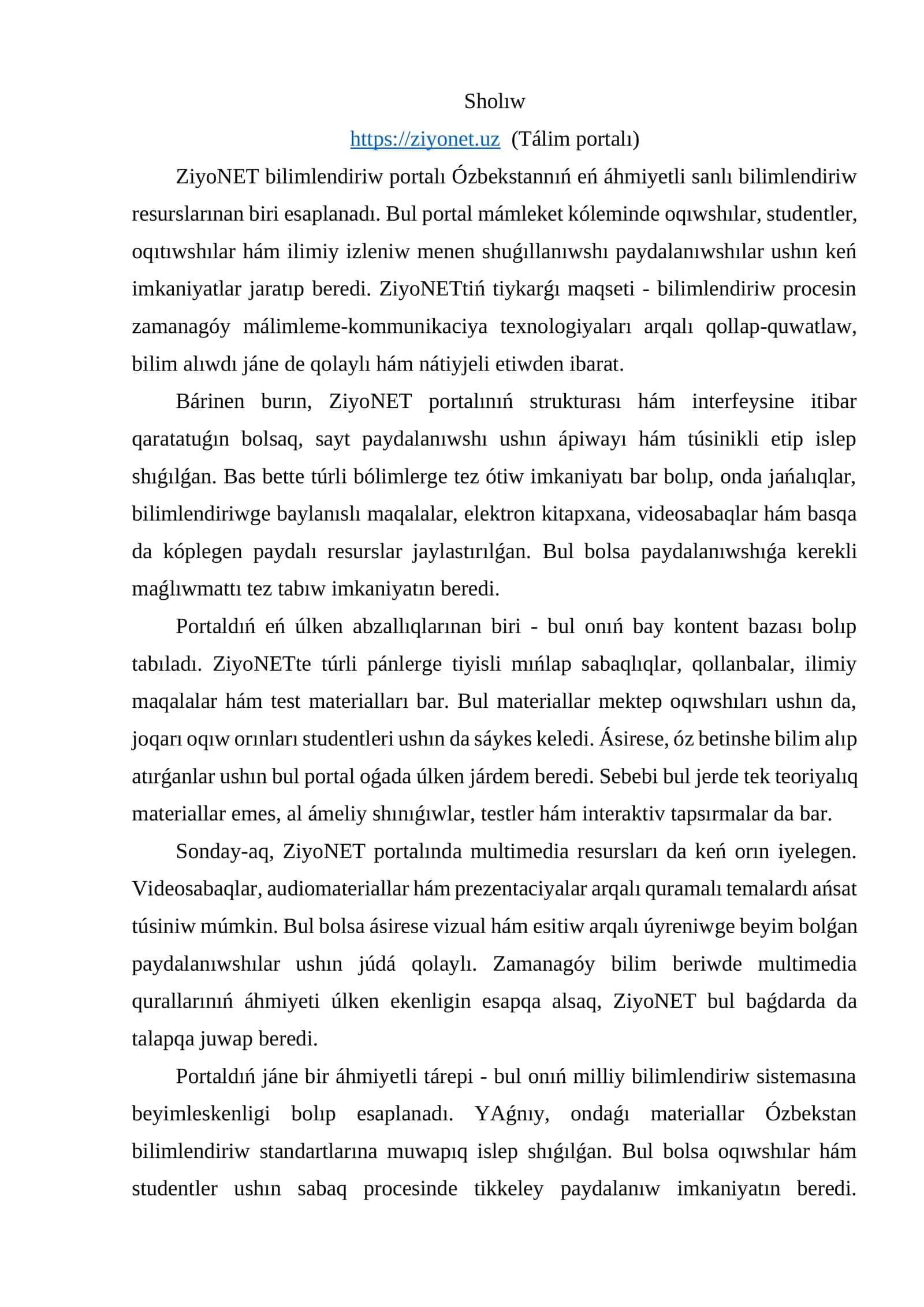 Sholıw 1