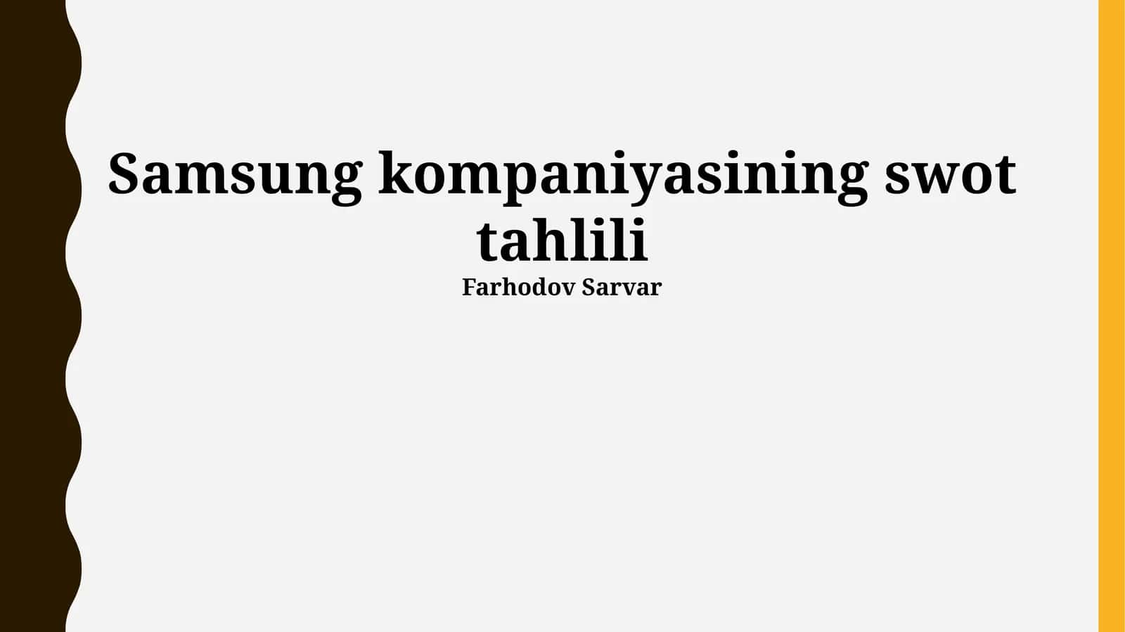 Samsung kompaniyasining swot tahlili 1