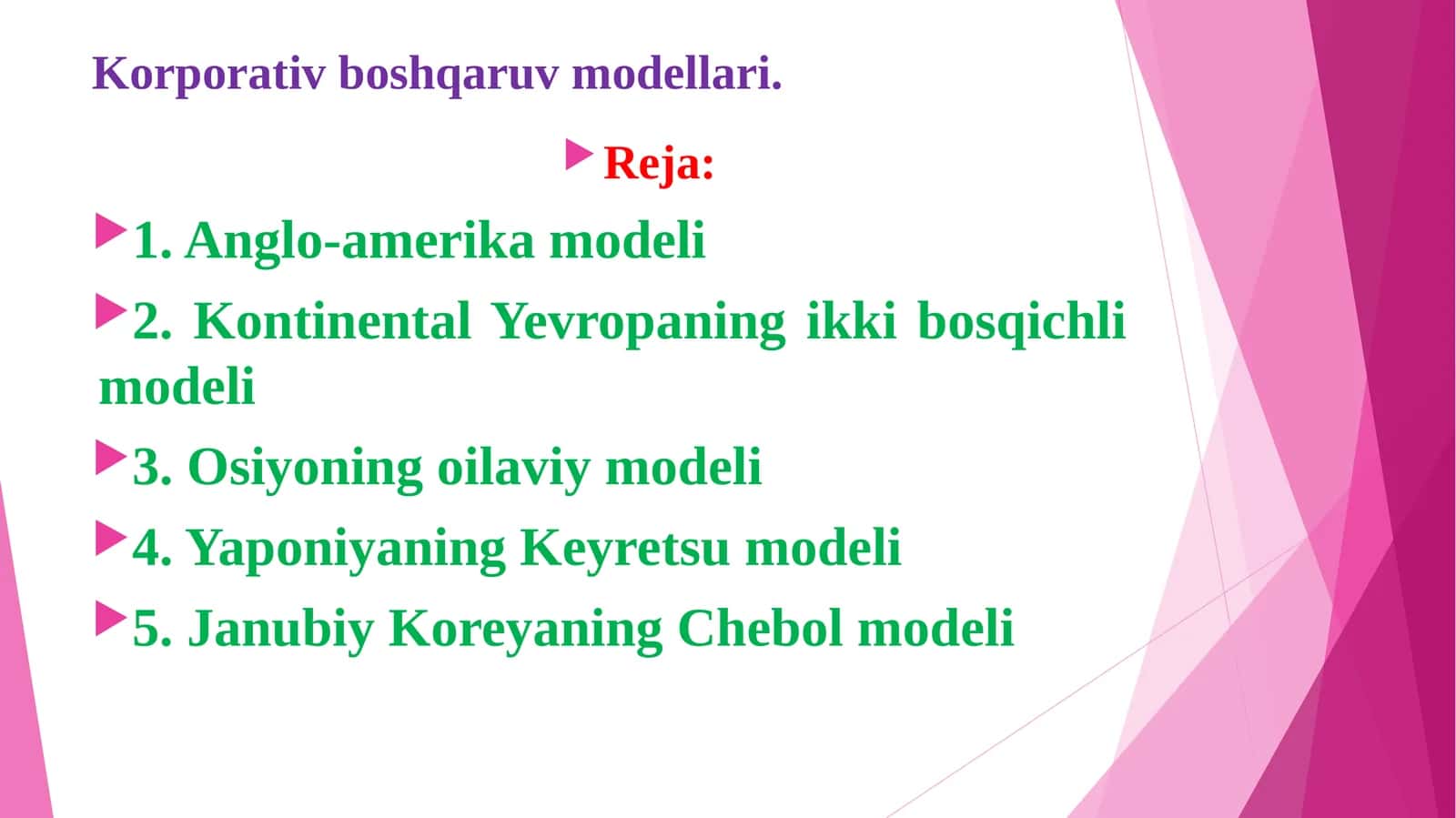 Korporativ boshqaruv modellari 1