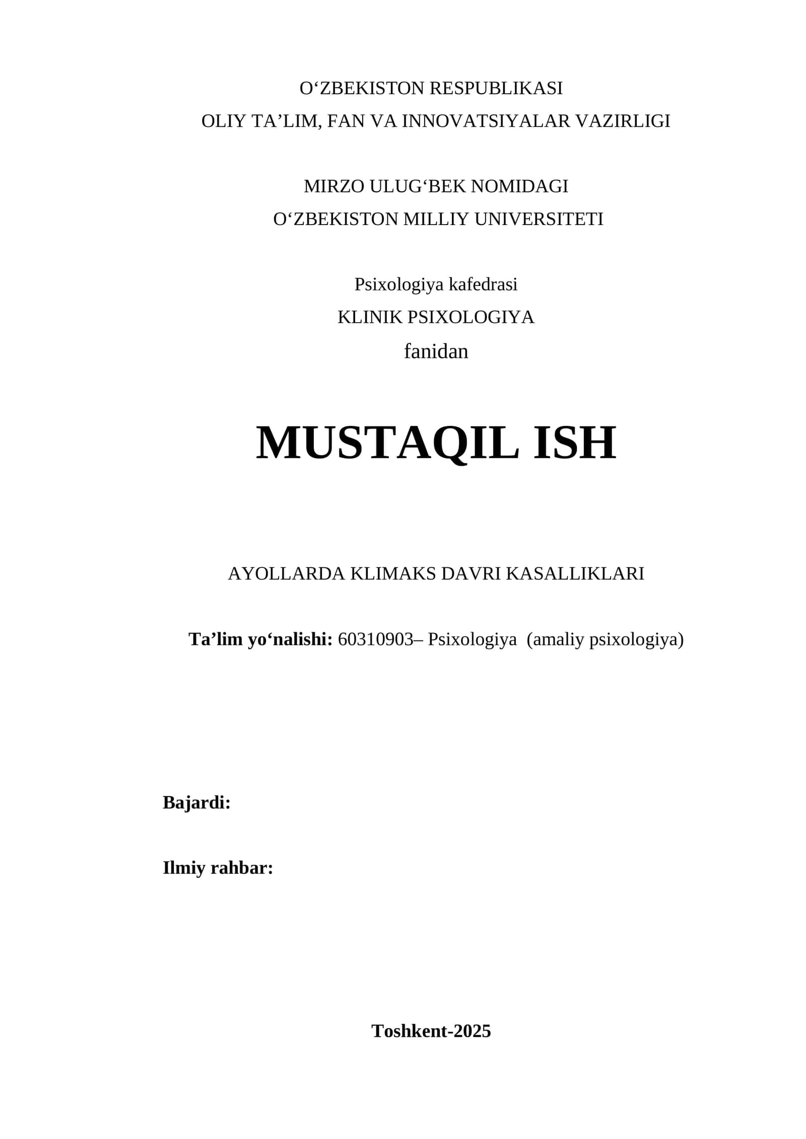 AYOLARDA KLIMAKS DAVRI KASALLIKLARI 1