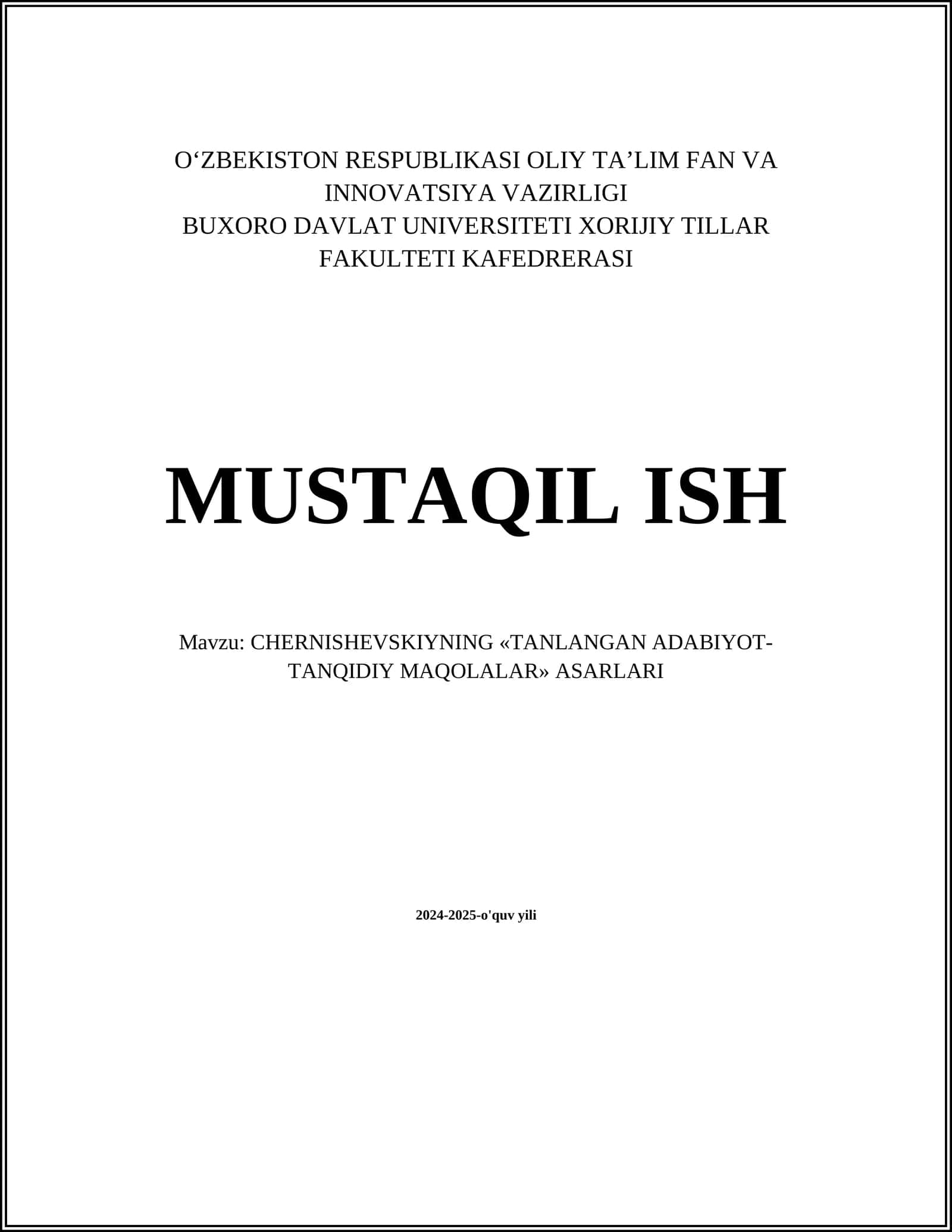 Chernishevskiynig «Tanlangan adabiyot-tanqidiy maqolalar» asarlari 1