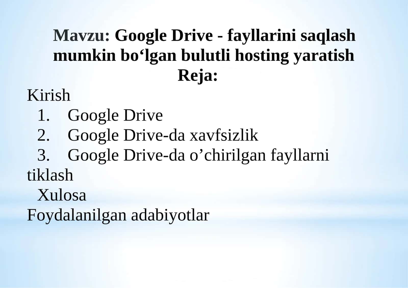 Google Drive -fayllarini saqlash mumkin bo'lgan bulutli hosting yaratish 1