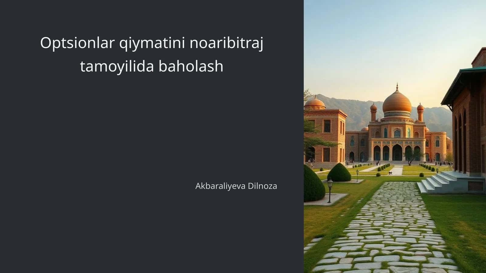 Optsionlar qiymatini noaribitraj tamoyilida baholash 1
