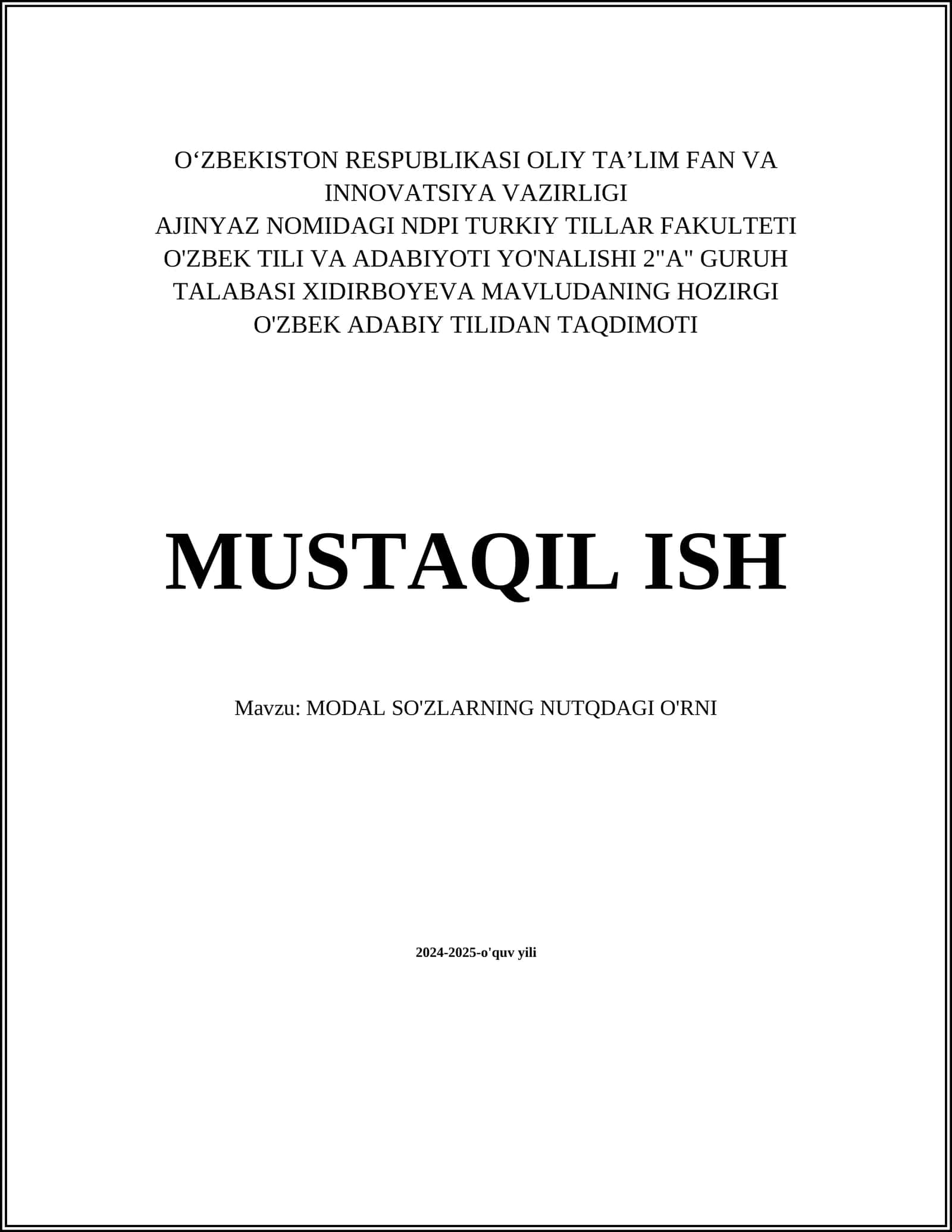 Modal So'zlar va ularning Nutqdagi O'rni 1