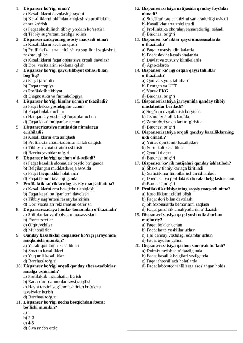 Dispanser ko‘rigi nima? 1
