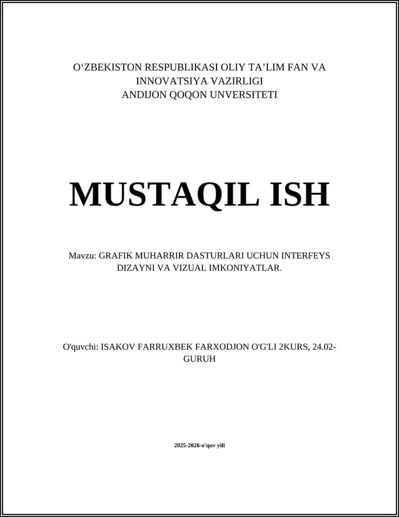 GRAFIK MUHARRIR DASTURLARI UCHUN INTERFEYS DIZAYNI VA VIZUAL IMKONIYATLAR 1