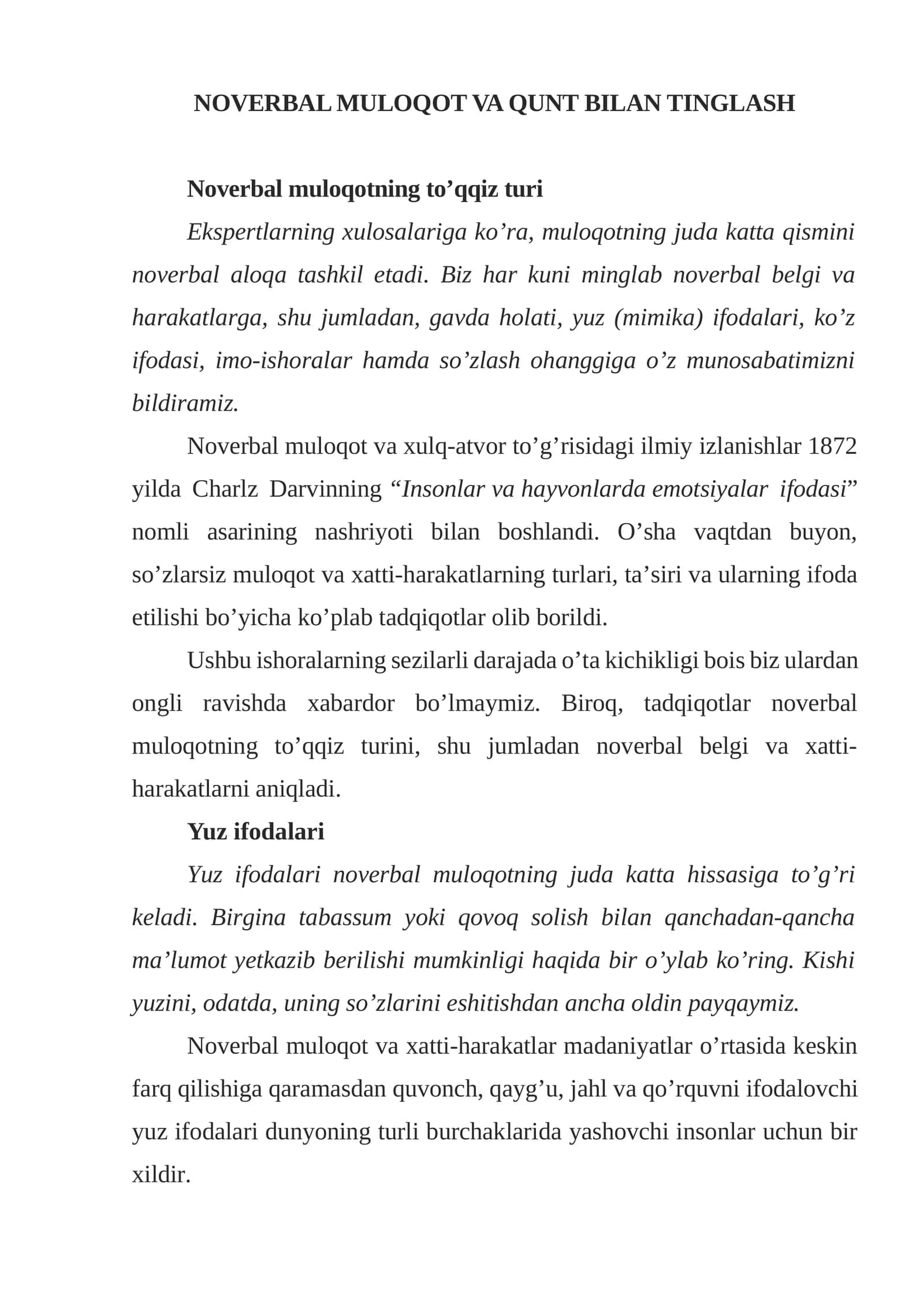 Noverbal muloqot va qunt bilan tinglash 1