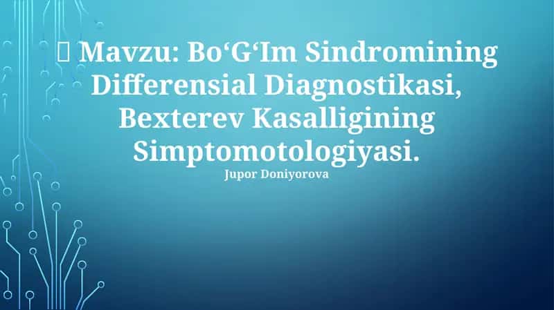 Bo‘G‘Im Sindromining Differensial Diagnostikasi 1