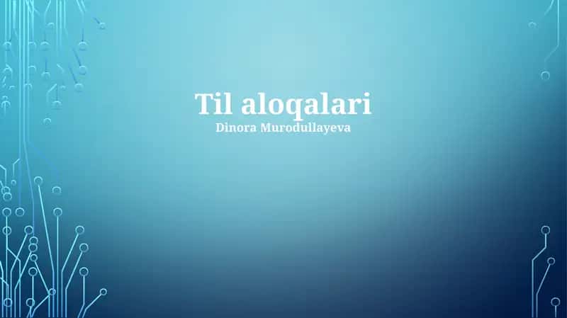 Til aloqalari 1