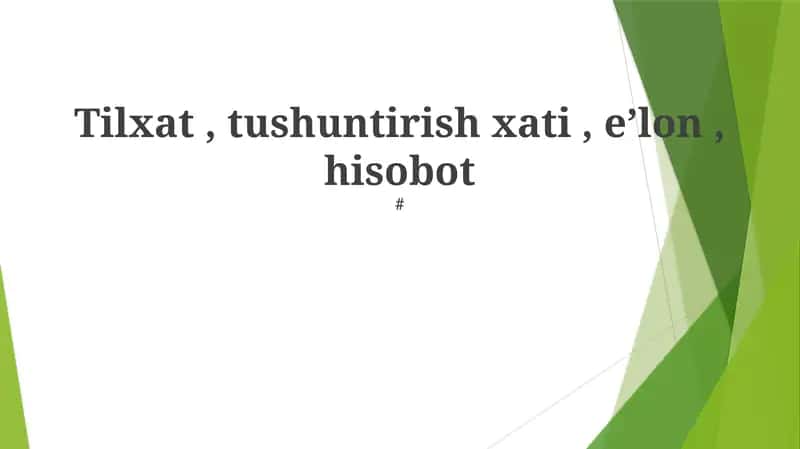 Hisobot: **Xisobot** 1