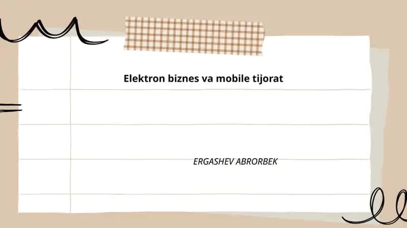 Elektron biznes va mobile tijorat 1