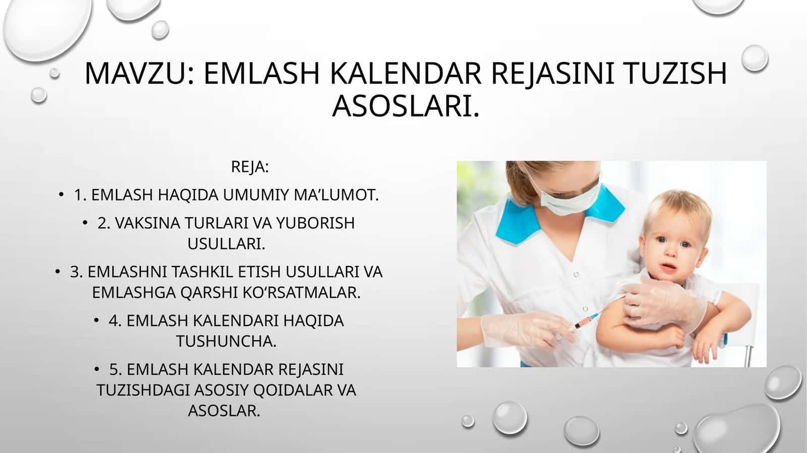 Emlash kalendar rejasini tuzish asoslari 1