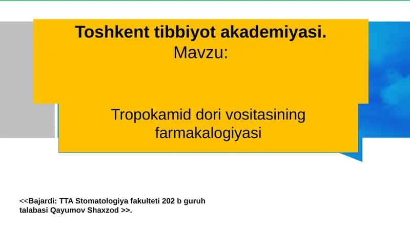 Tropokamid dori vositasining farmakalogiyasi 1