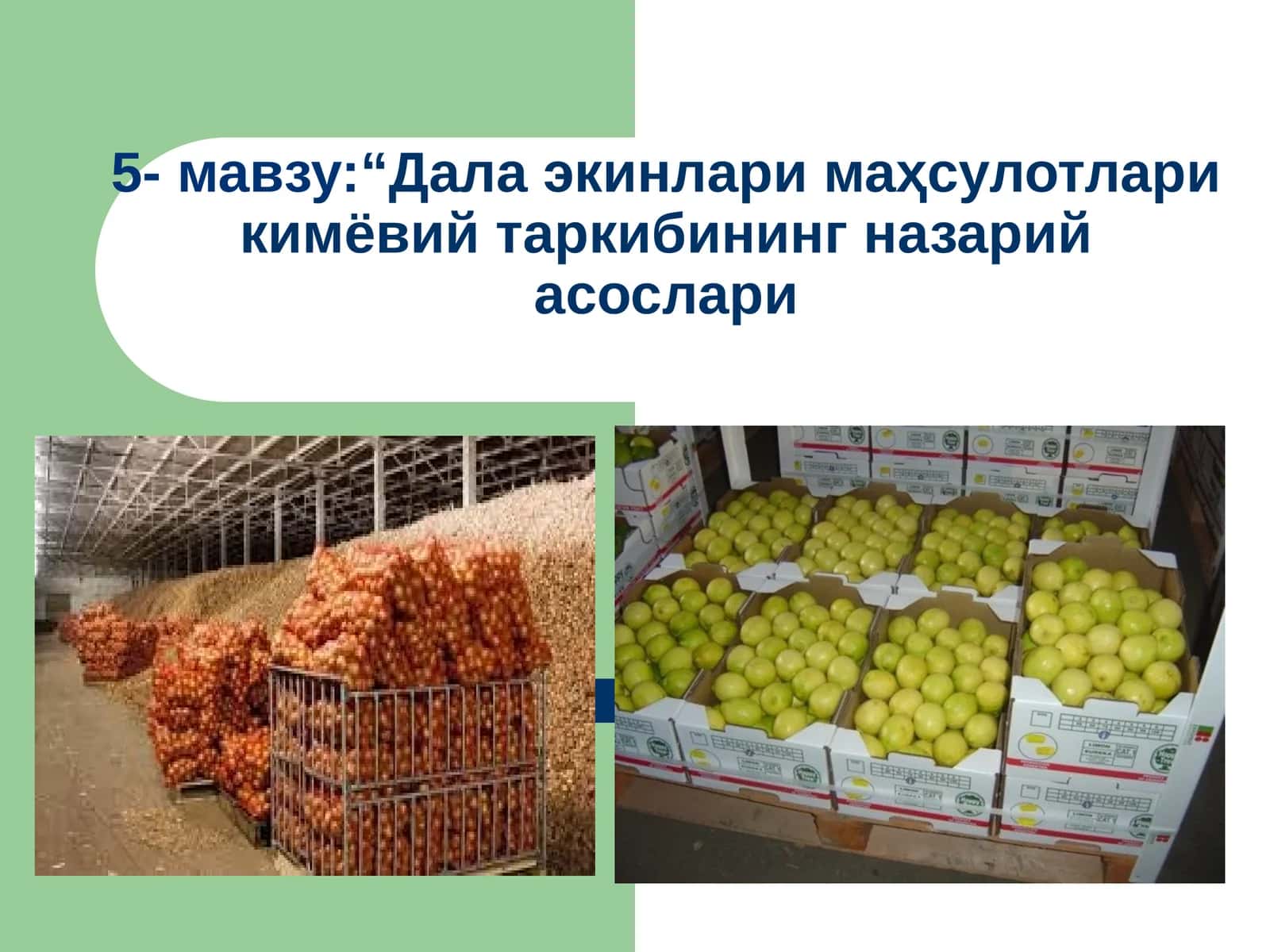 Dala ekinlari mahsulotlari kimyoviy tarkibini nazariy asoslari 1