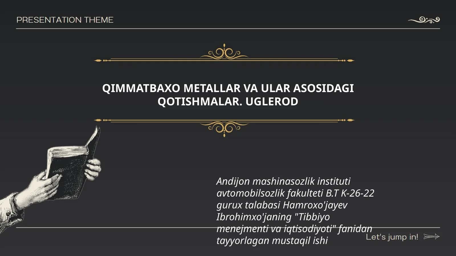 QIMMATBAXO METALLAR VA ULAR ASOSIDAGI QOTISHMALAR. UGLEROD 1