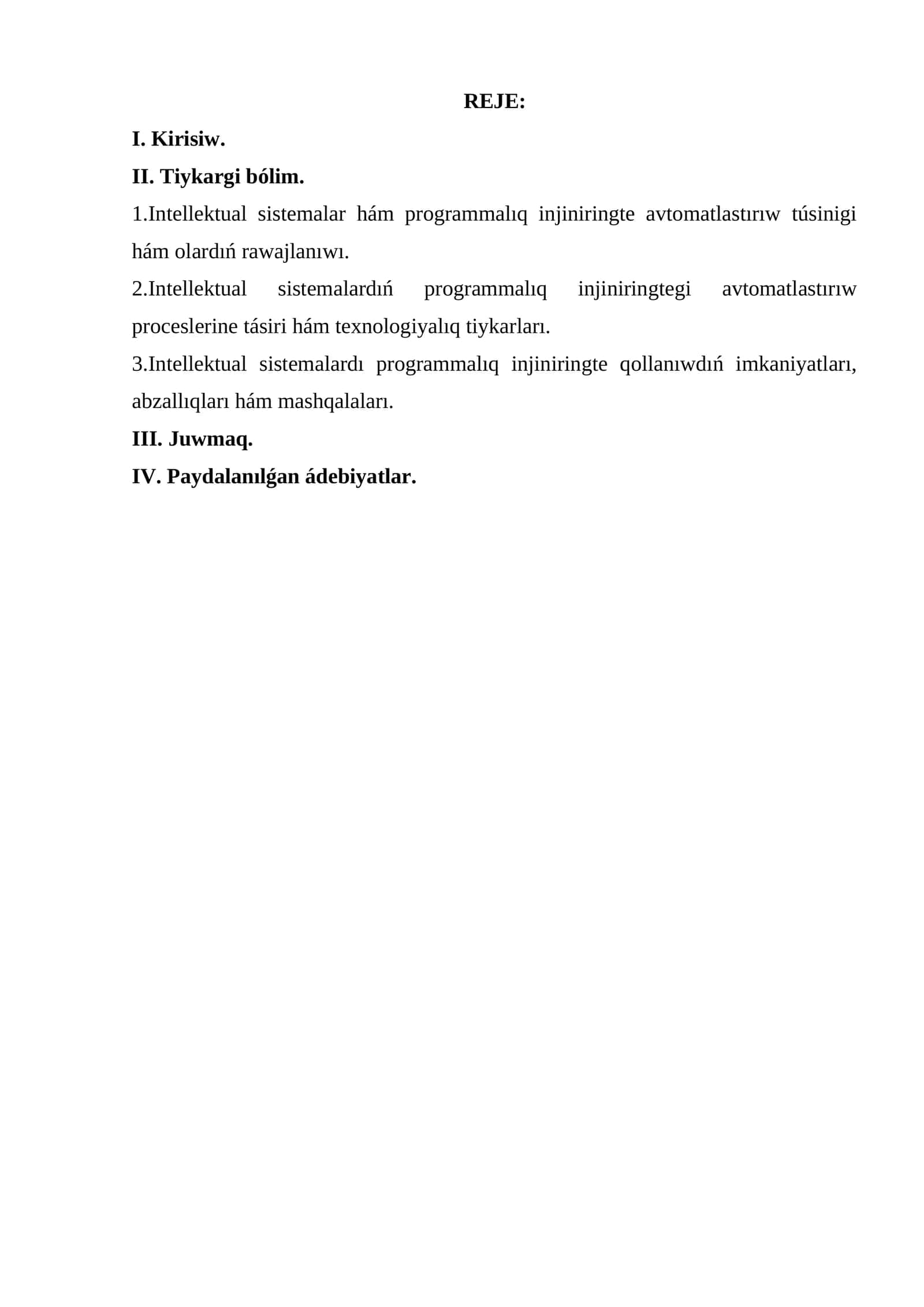 Intellektual sistemalar hám programmalıq injiniringte avtomatlastırıw 1