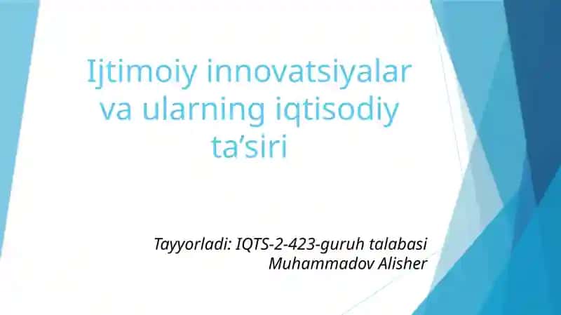 Innovatsion iqtisodyotda ijtimoiy-iqtisodiy masalalar