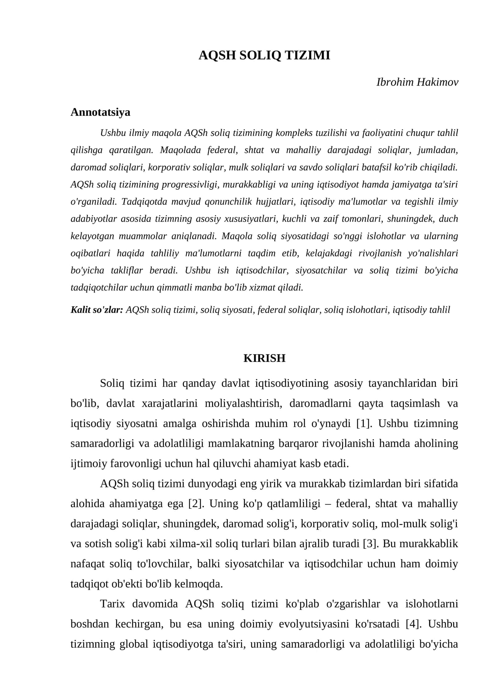 AQSH SOLIQ TIZIMI 1