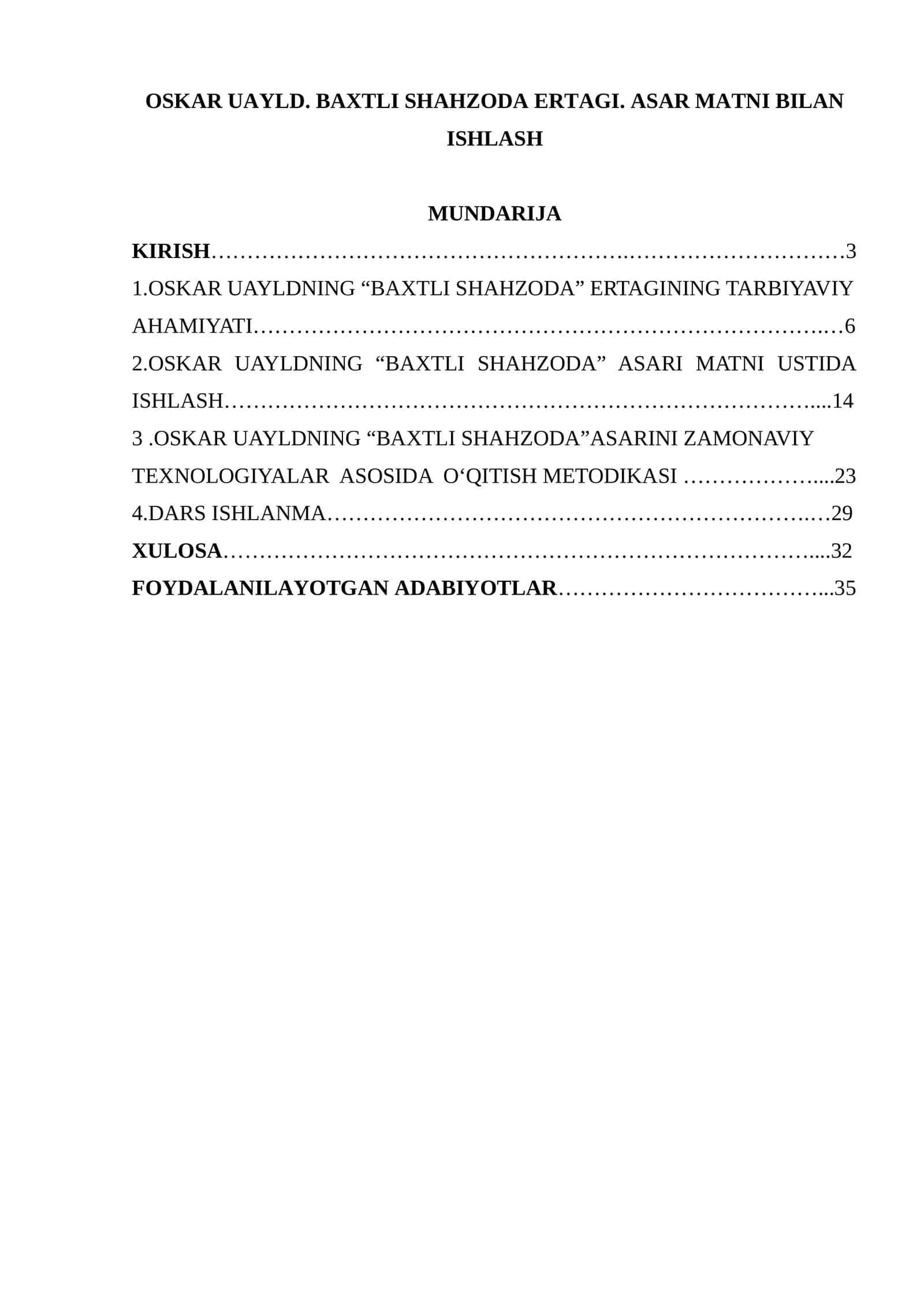 Oskar Uayld. baxtli shahzoda ertagi. Asar matni bilan ishlash 1