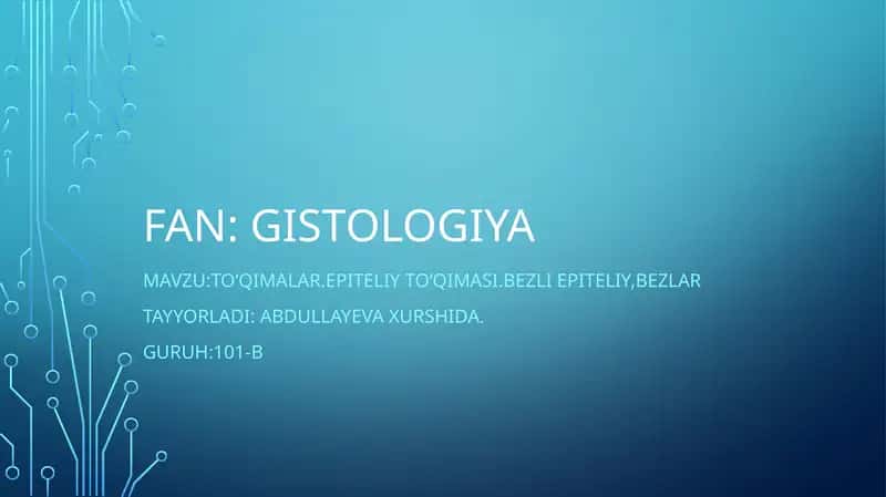 Toʻqimalar.Epiteliytoʻqimasi.Bezliepiteliy,bezlar 1