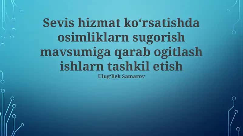 Sug'orish va ozuqa moddalarini o'zlashtirish 1