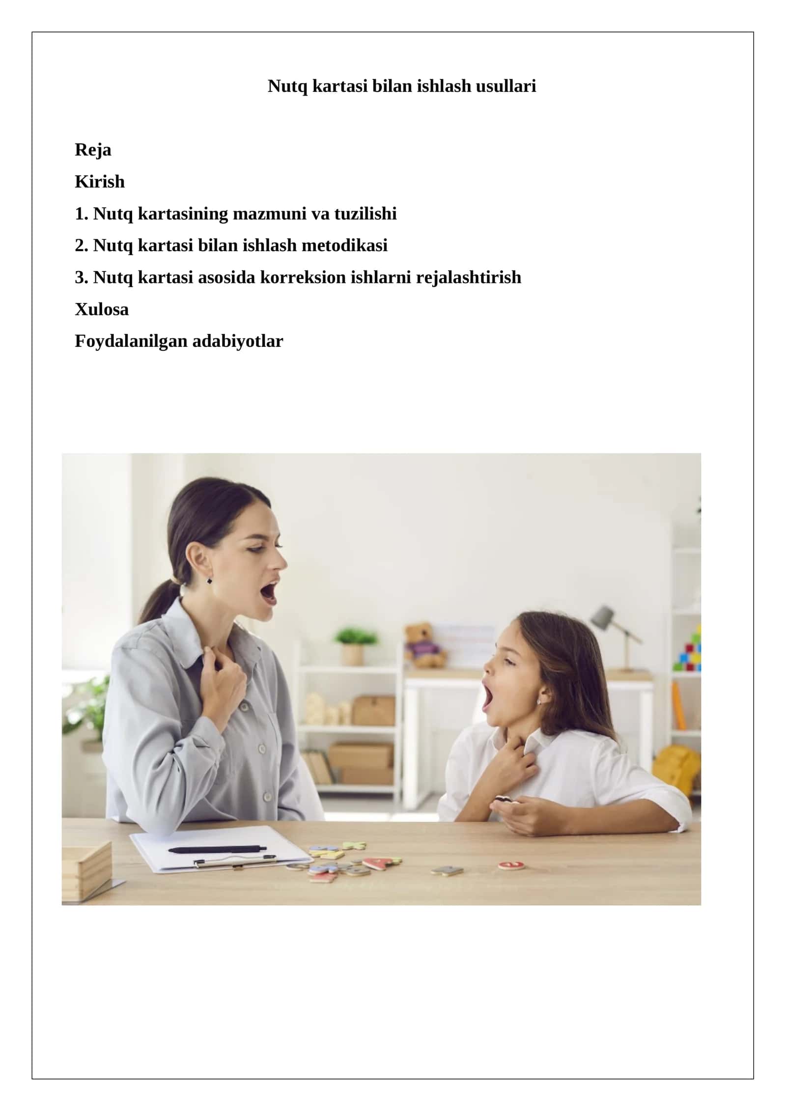 Nutq kartasi bilan ishlash usullari 1