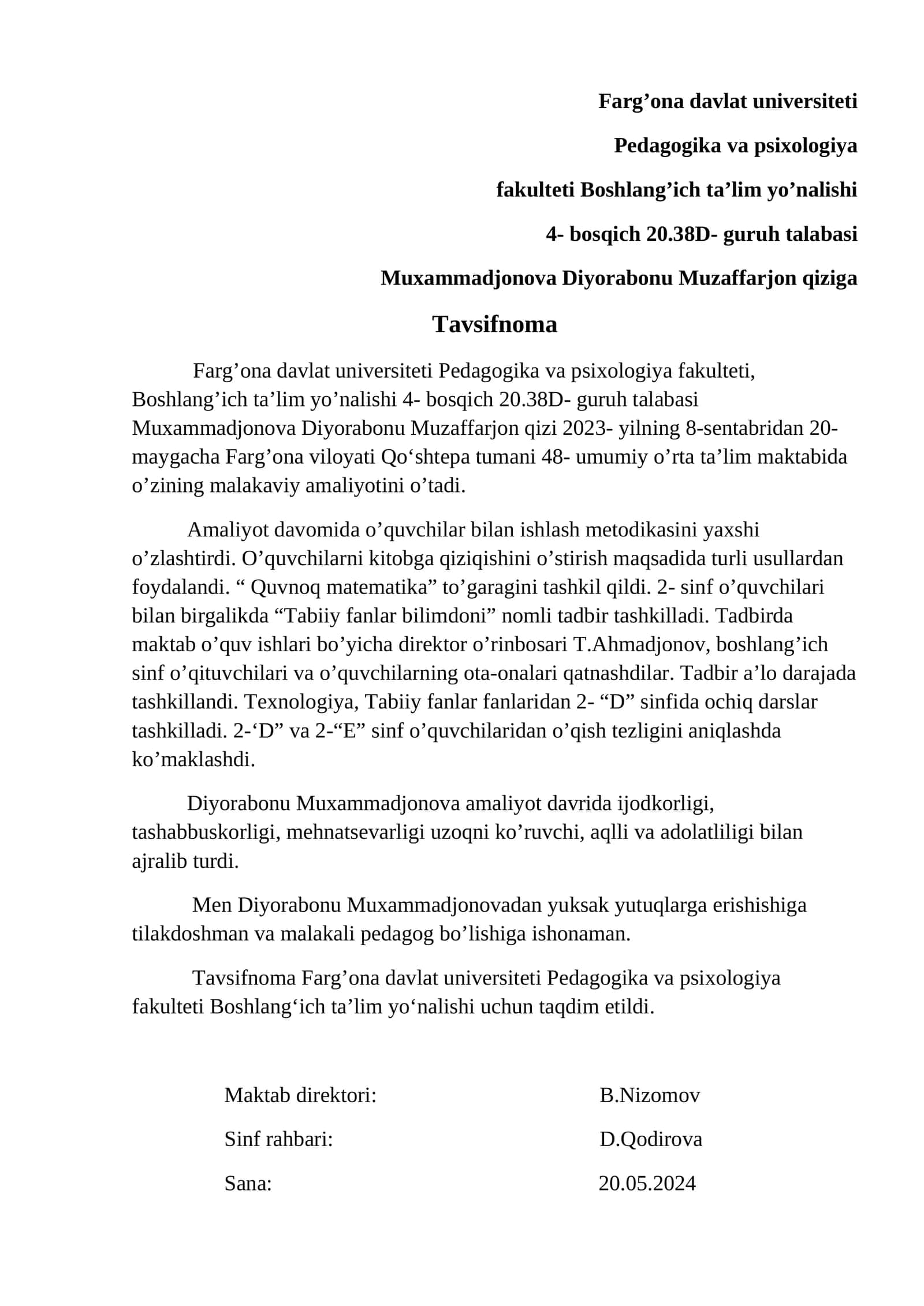talabaga tavsifnoma 1