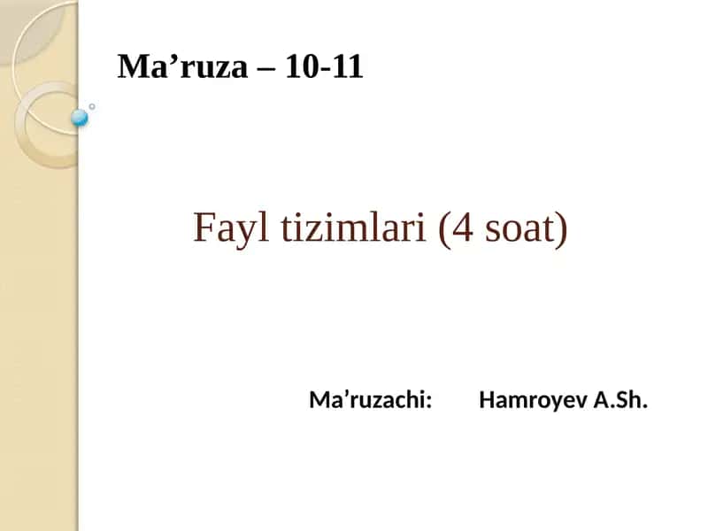 Fayltizimlari(4soat) 1