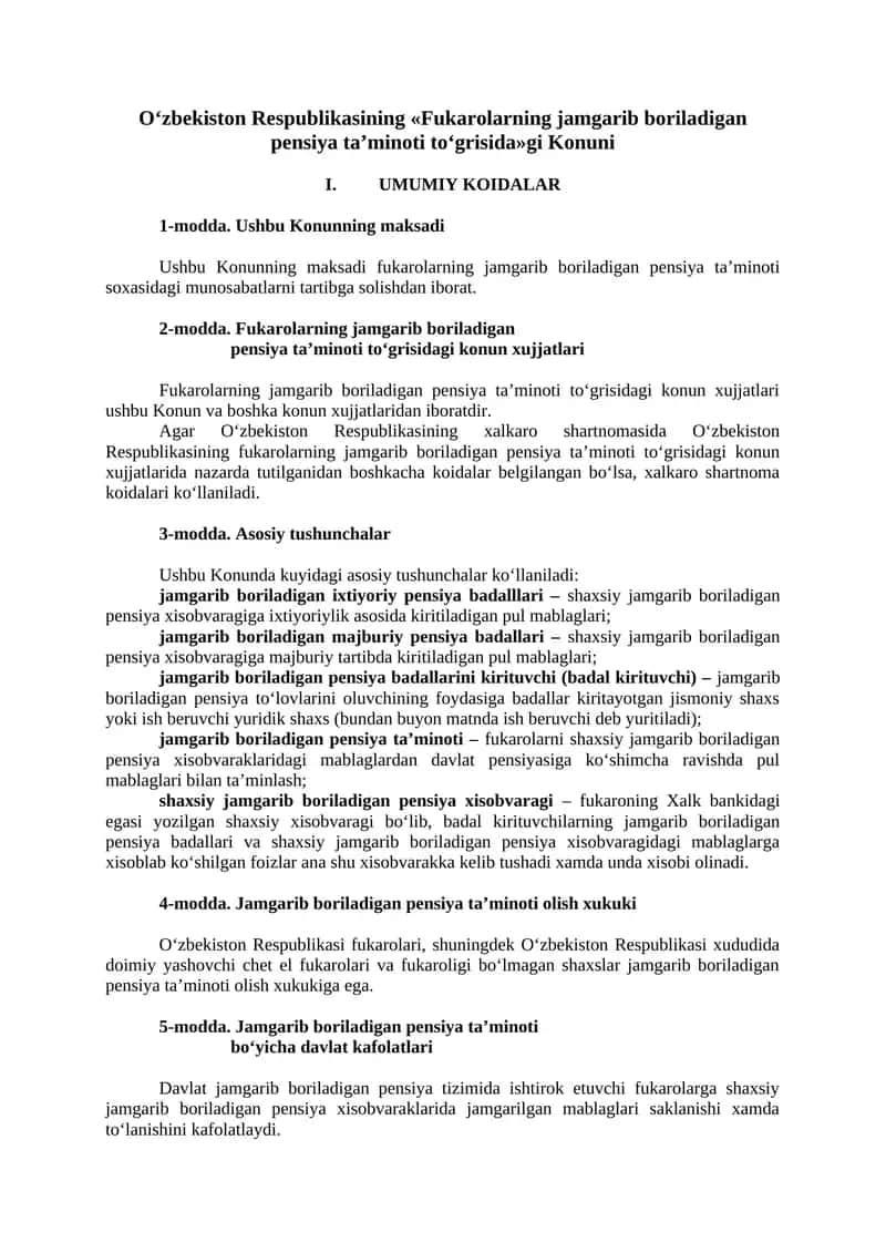 Fukarolarning jamgarib boriladigan pensiya ta’minoti 1