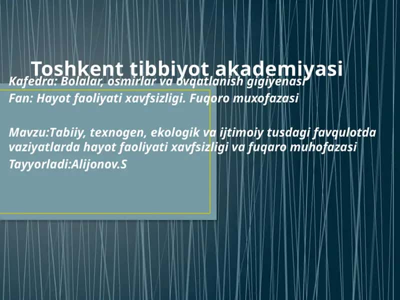 Toshkent Tibbiyot Akademiyasi 1