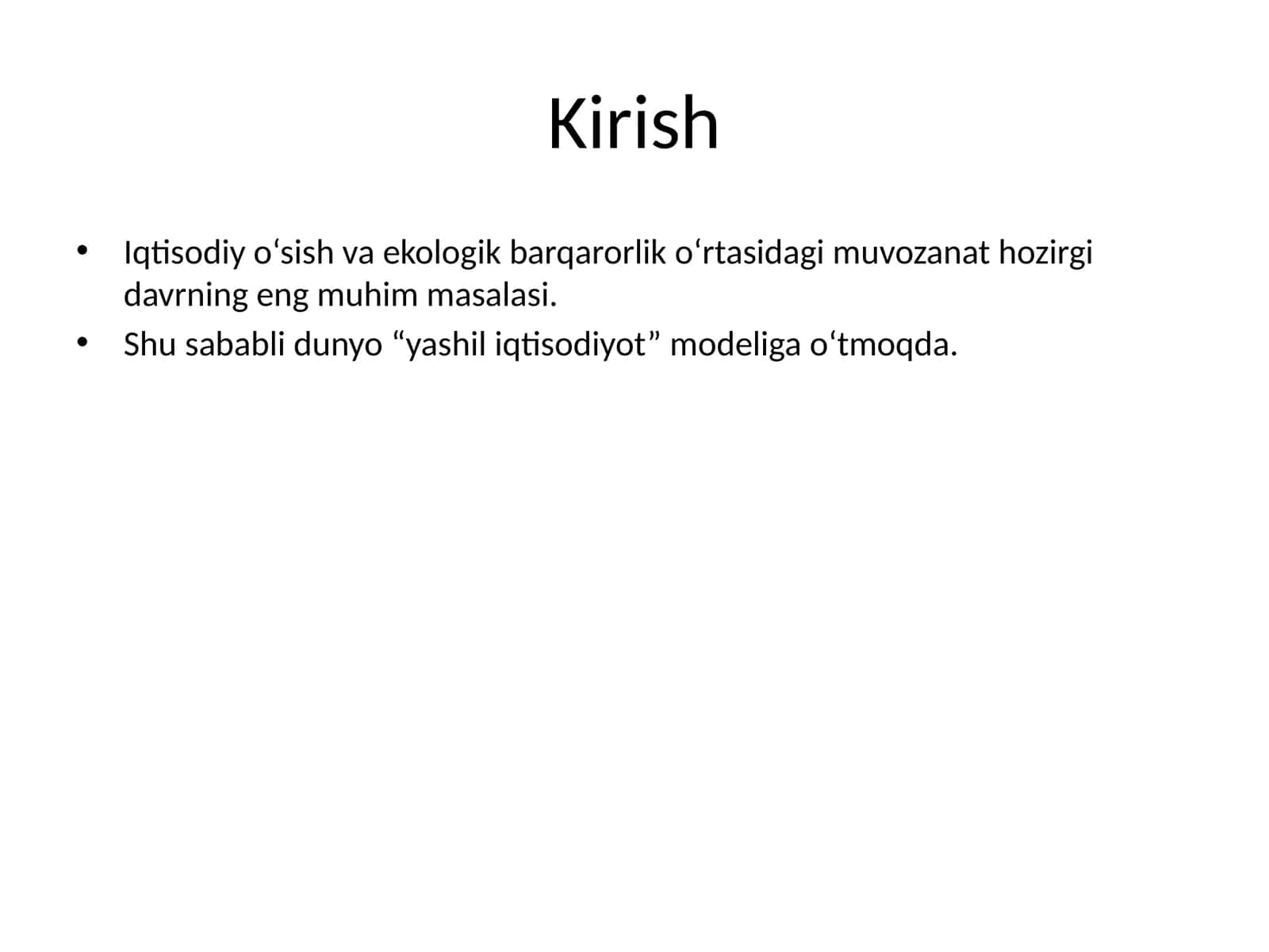 Yashil iqtisodiyot modeli 1