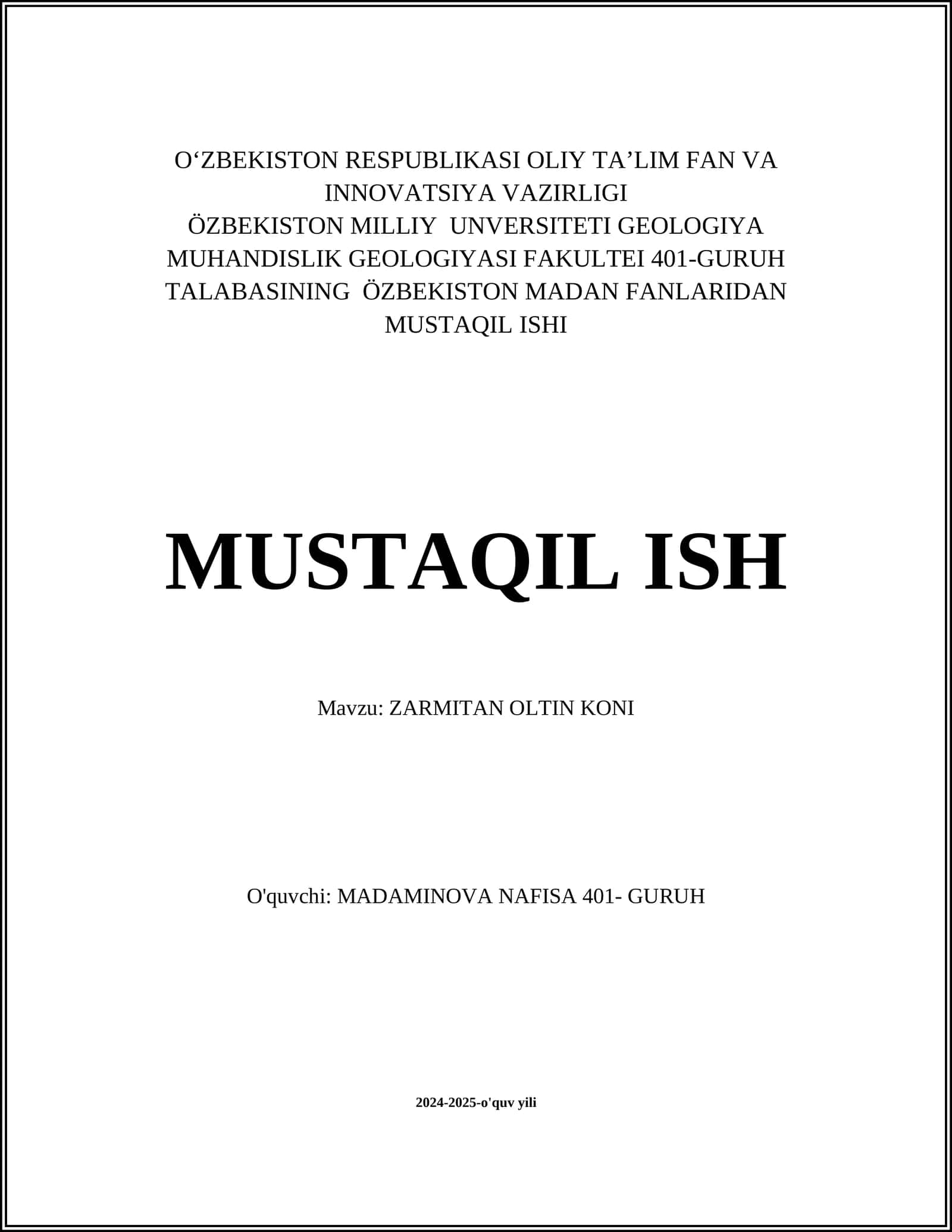 ZARMITAN OLTIN KONI 1