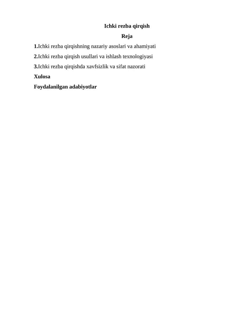 Ichki rezba qirqish 1