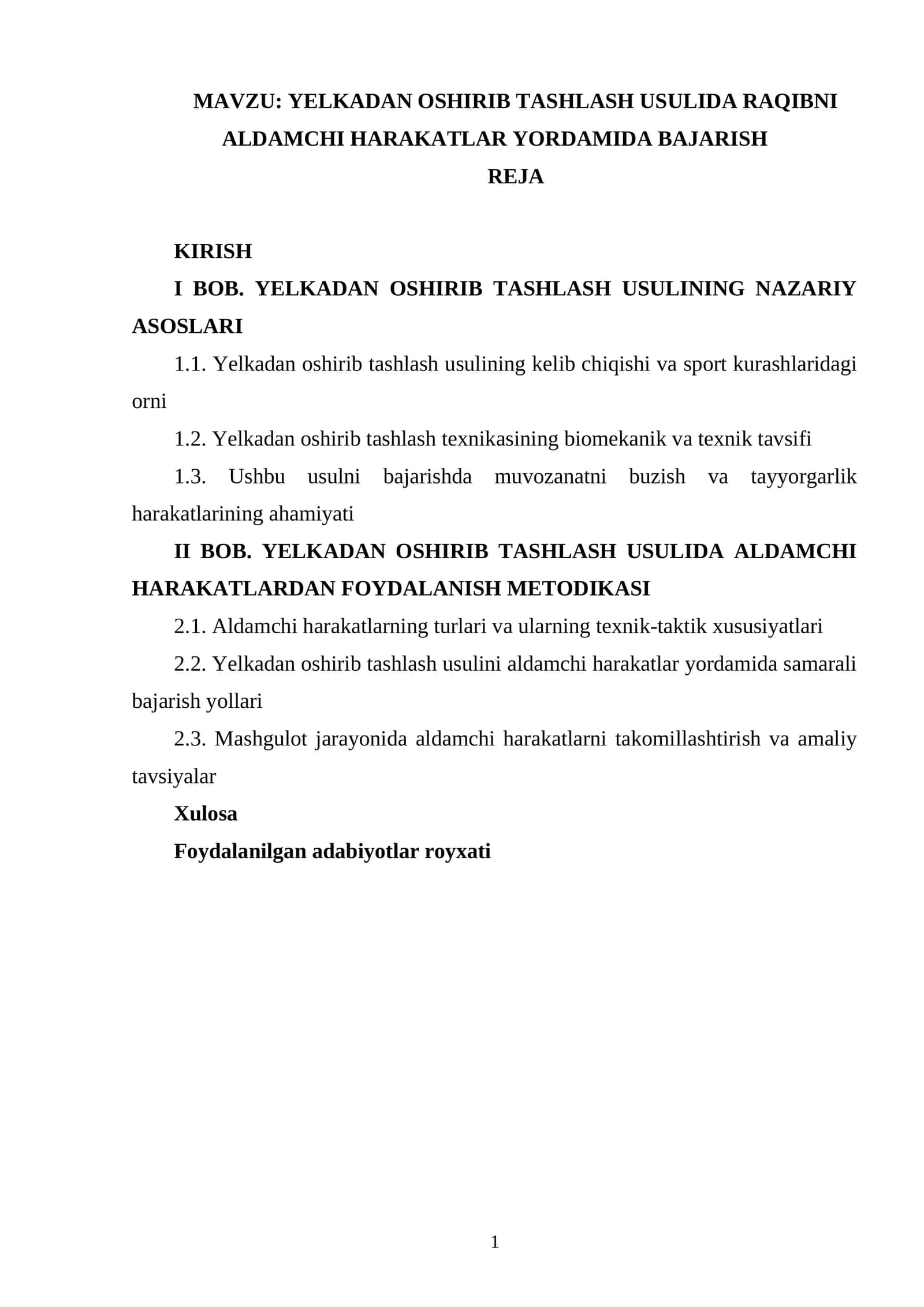 YELKADAN OSHIRIB TASHLASH USULIDA RAQIBNI ALDAMCHI HARAKATLAR YORDAMIDA BAJARISH 1