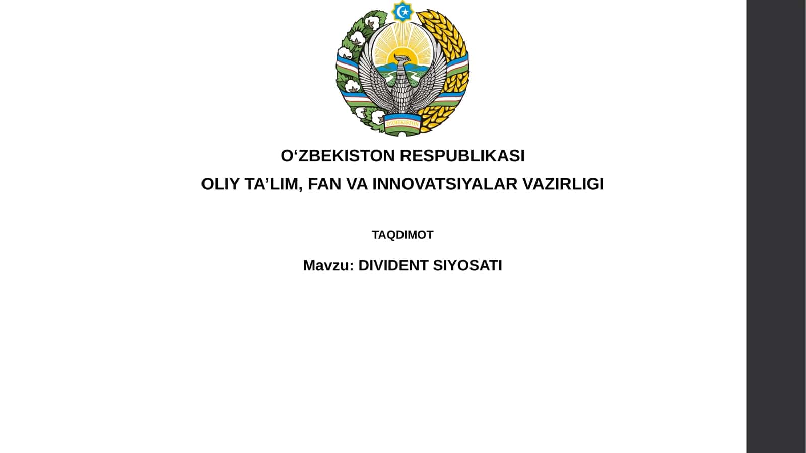 DIVIDENTSIYOSATI 1