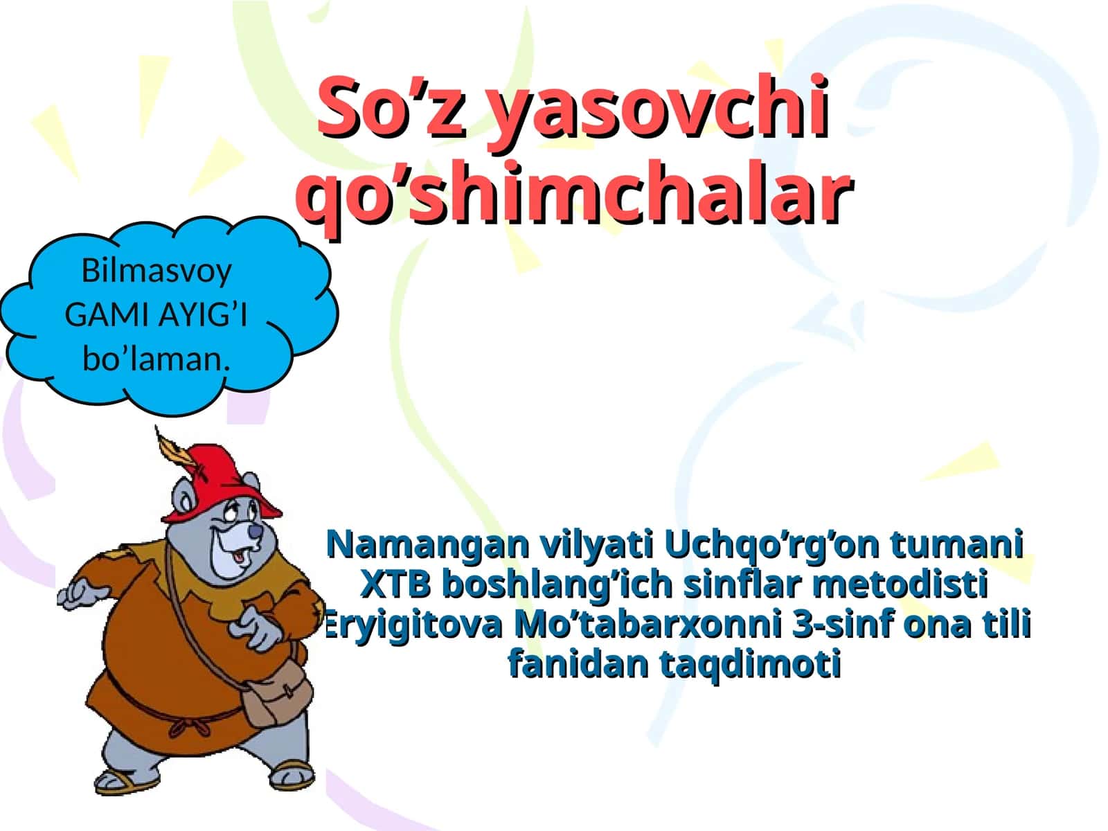 So’z yasovchi qo’shimchalar 1