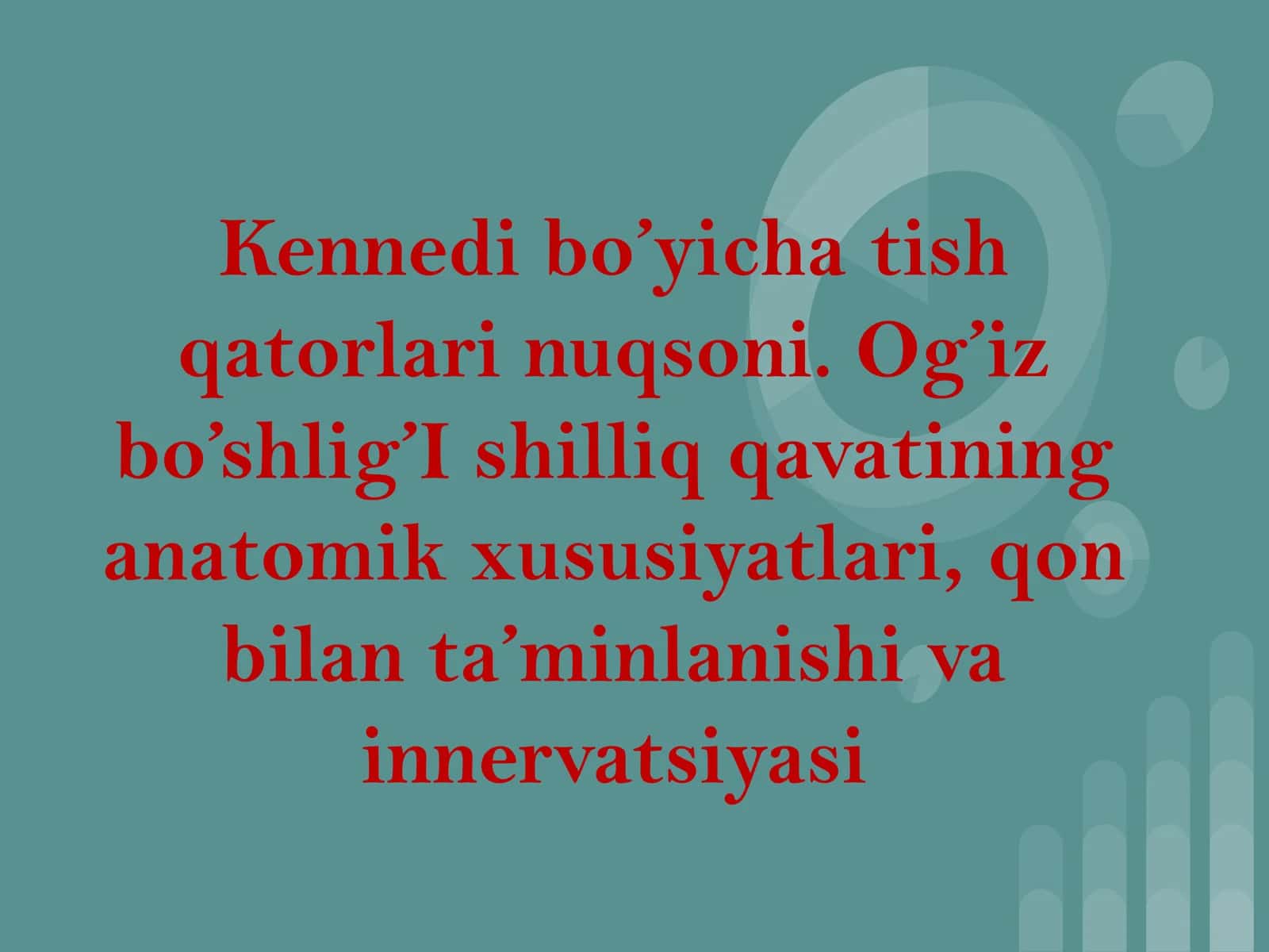 Kennedi bo’yicha tish qatorlari nuqsoni 1