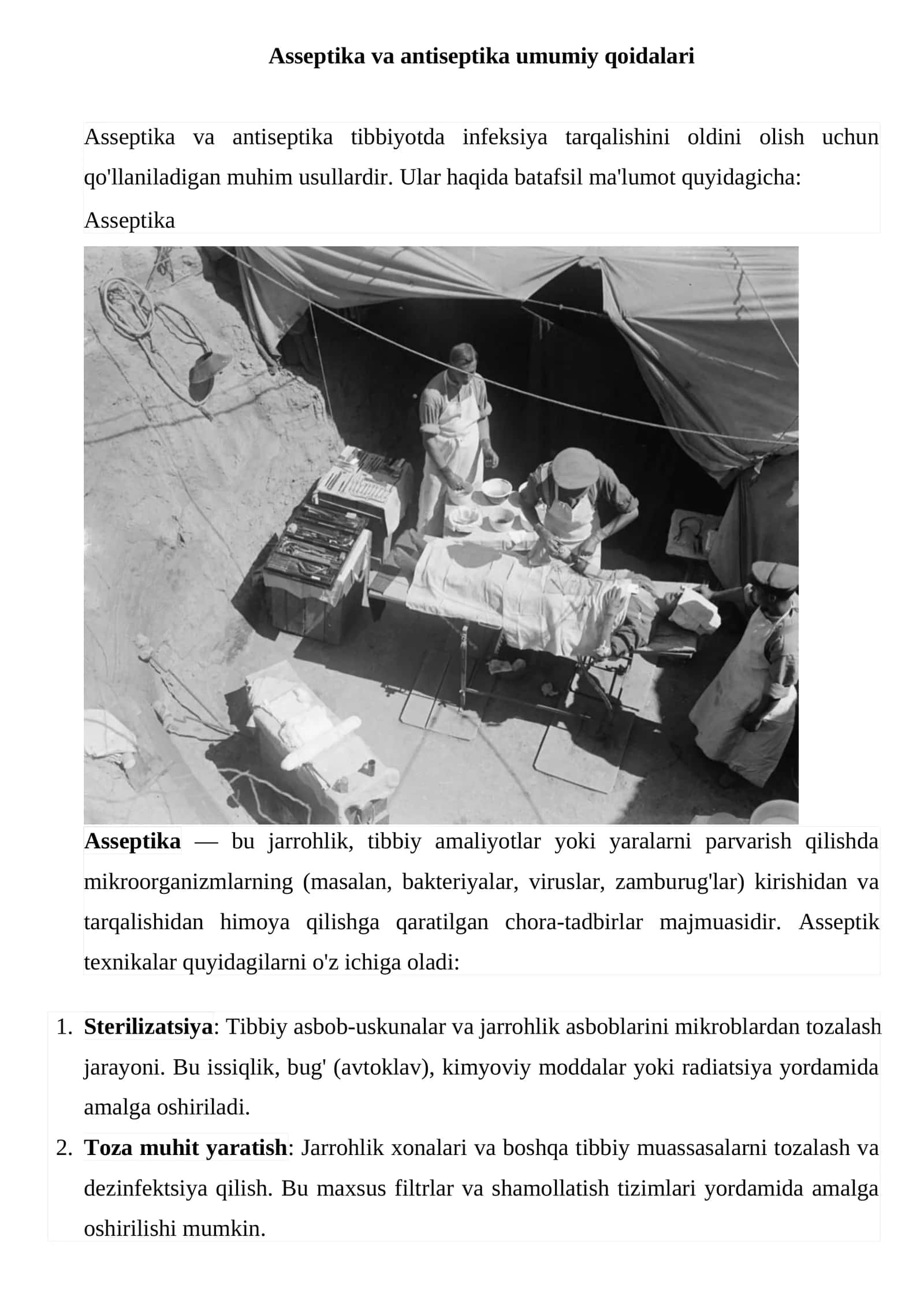 Asseptika va antiseptika umumiy qoidalari 1