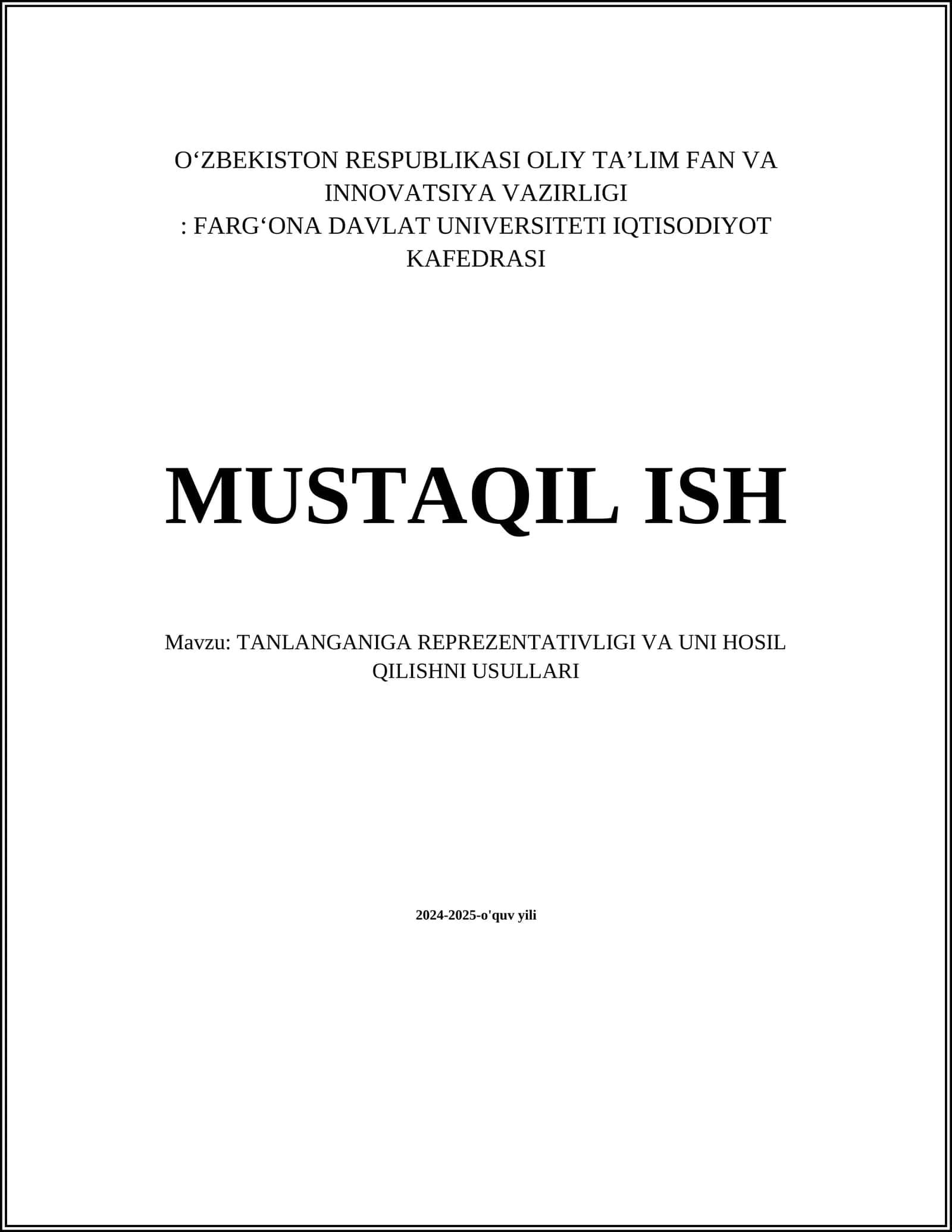 Tanlanganlik tushunchasi 1
