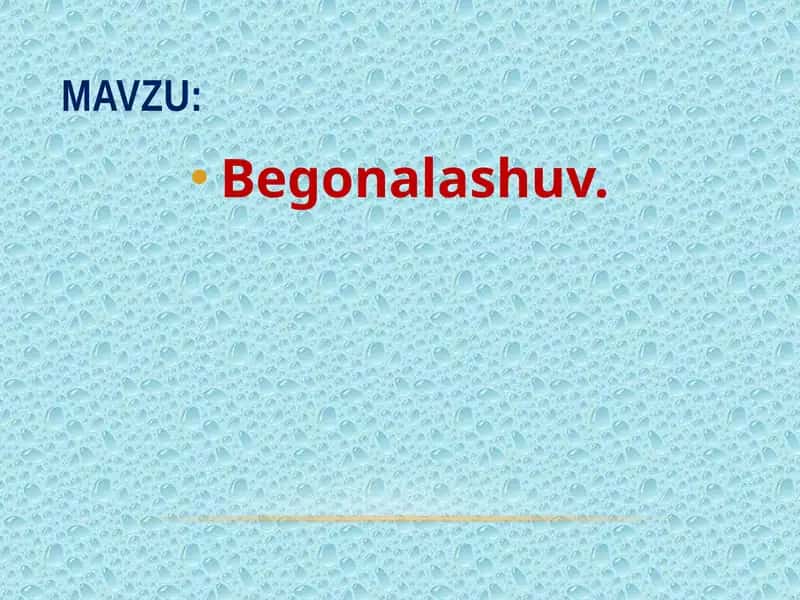 Begonalashuv 1